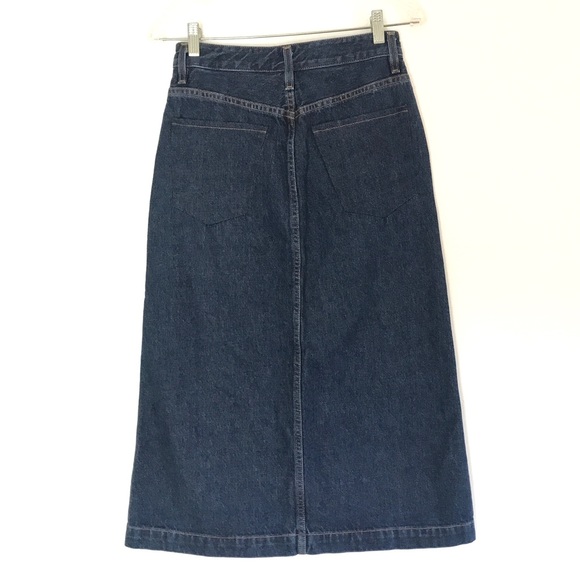 GOLDSIGN Easton Button Front A-Line Denim Midi Skirt - Picture 7 of 14